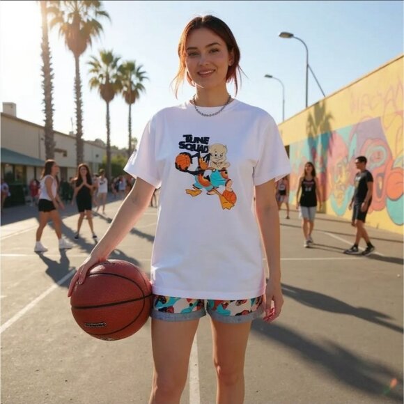 Tune Squad White Graphic Tee by Tealer – Space Jam Throwback Edition NWT M - Picture 1 of 3